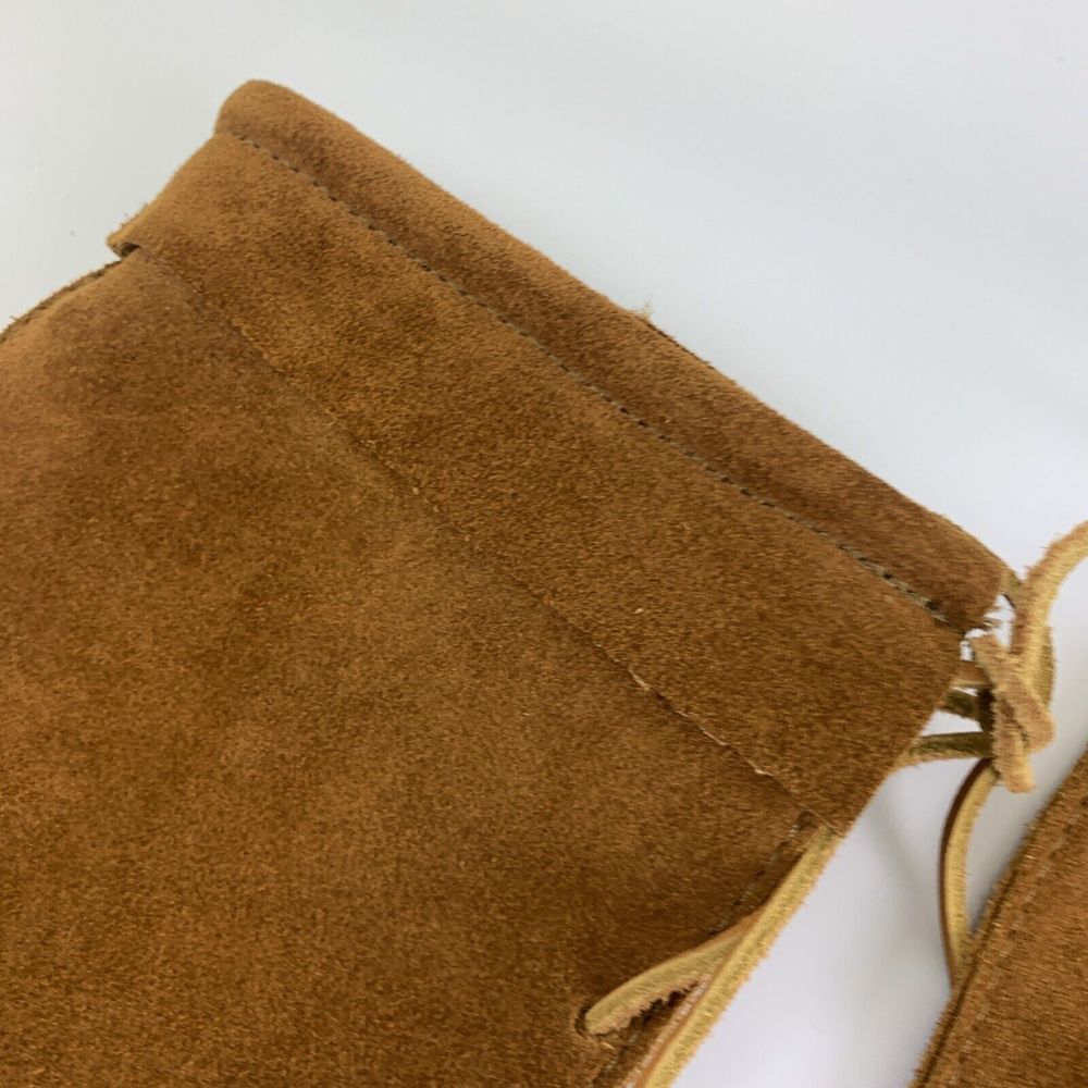 Minnetonka Tan Suede Front Lace Up Tall Boots Tan Fringe Removed 7422 Womens 7 - Picture 2 of 14